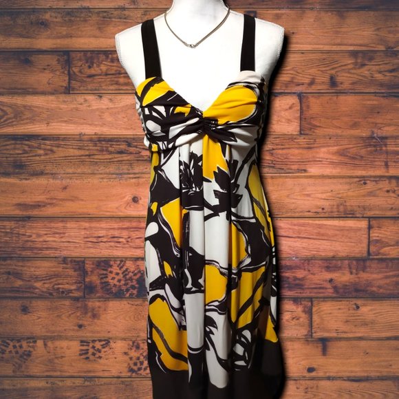 Brown, Yellow and White Bisou Bisou Mini Dress - Picture 1 of 7